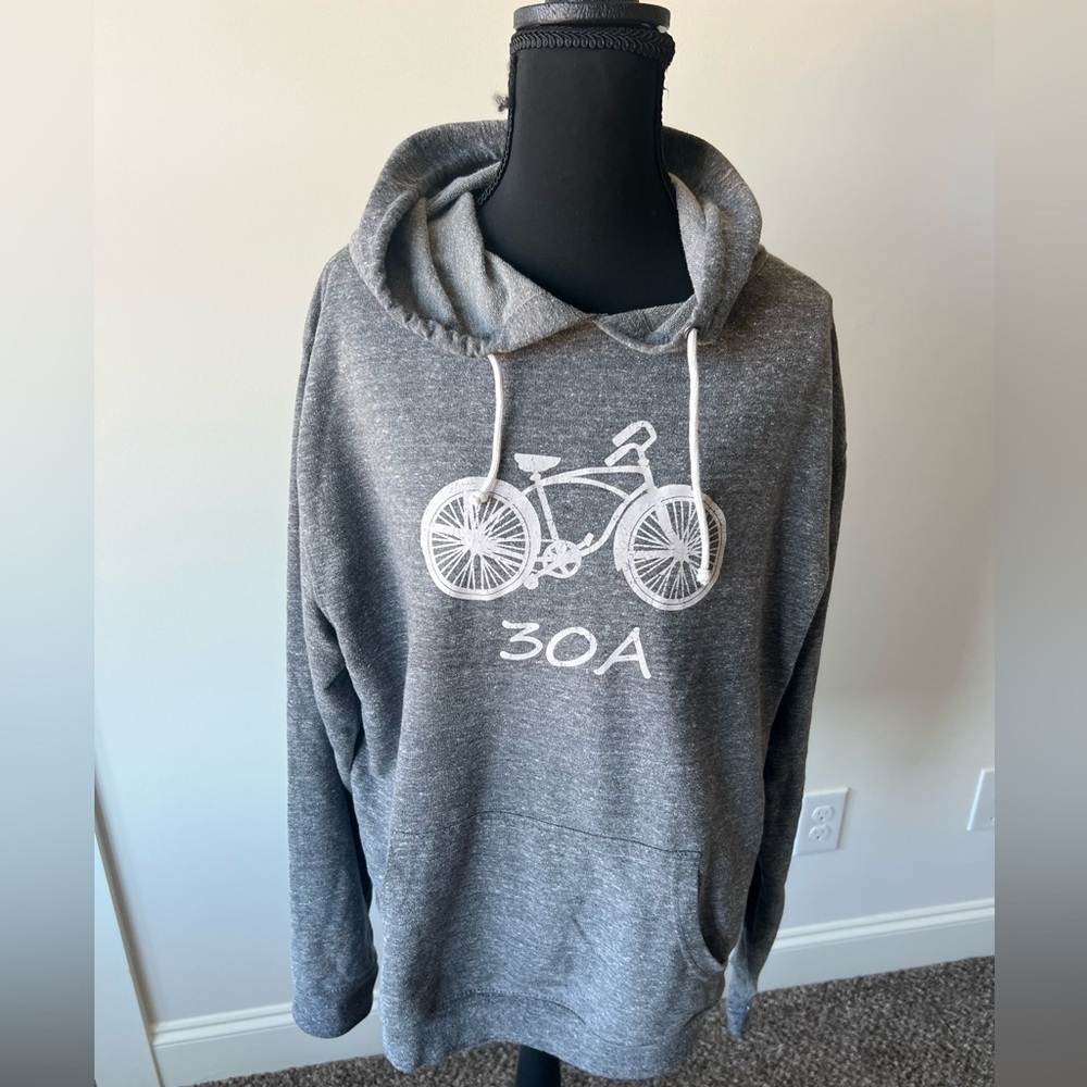 Delta Gray Seaside 30A Hoodie with Bicycle Design Lightweight Size Large